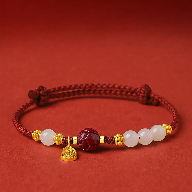 Lotus Bracelet with Hetian White Jade & 24K Gold Luxury