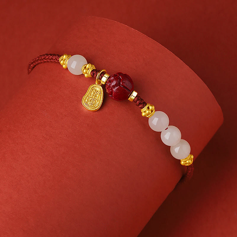 Lotus Bracelet with Hetian White Jade & 24K Gold Luxury
