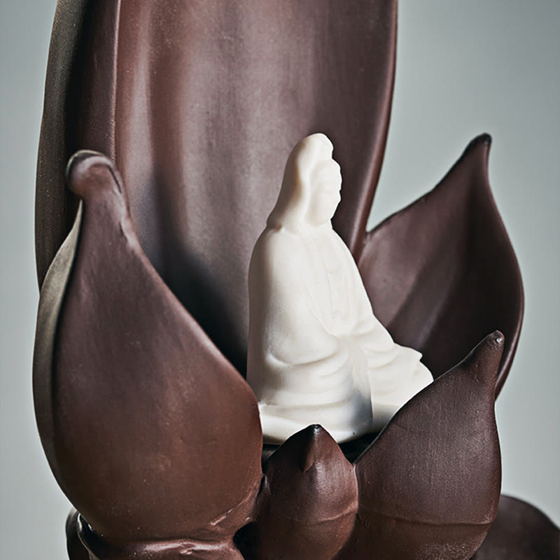 Lotus Buddha Purple Clay Incense Burner Spiritual Decor