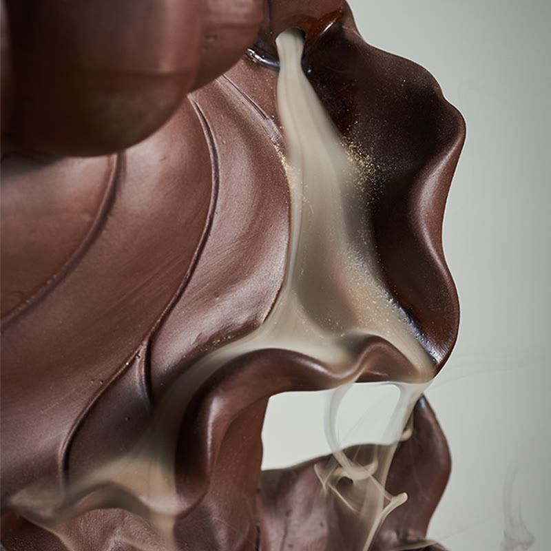 Lotus Buddha Purple Clay Incense Burner Spiritual Decor