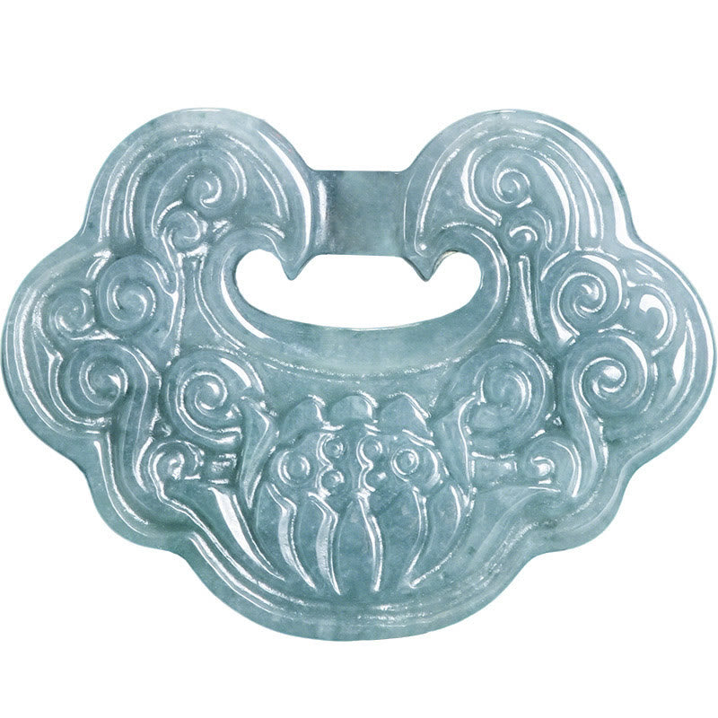 Lotus Carved Jade Ruyi Necklace for Abundance & Prosperity