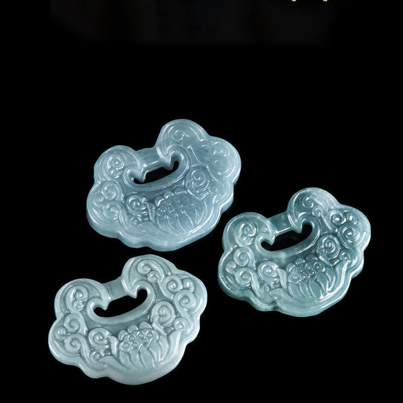Lotus Carved Jade Ruyi Necklace for Abundance & Prosperity