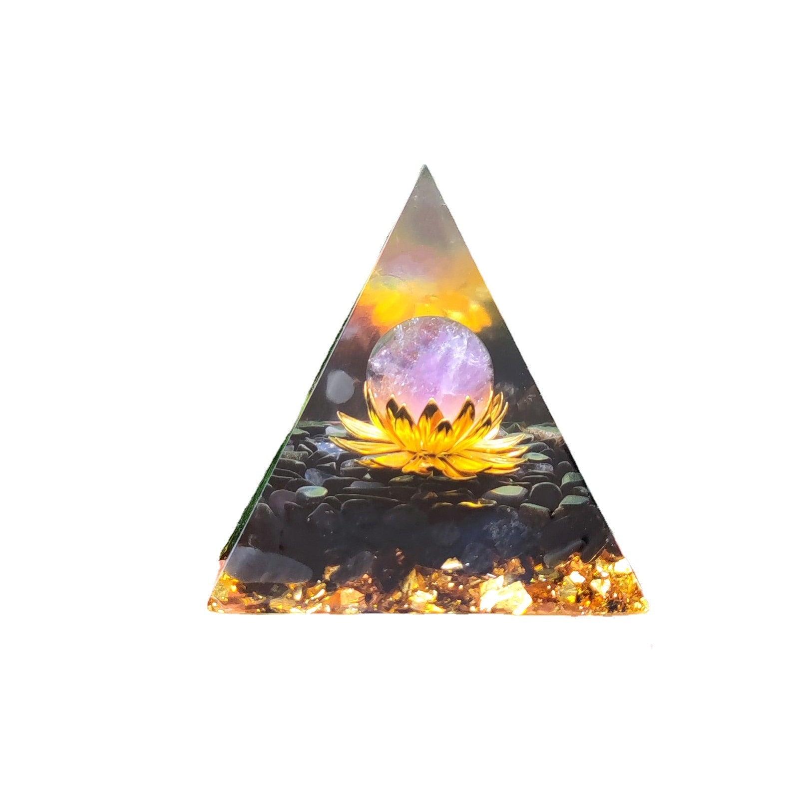 Lotus Crystal Ball Pyramid with Orgonite