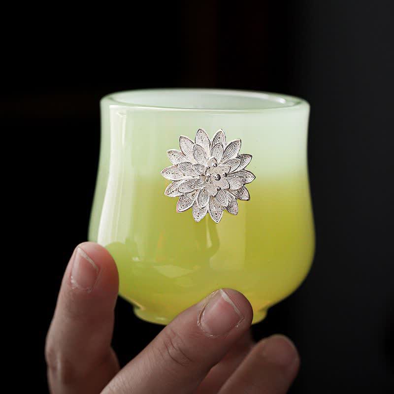 Lotus Dragon Phoenix Ceramic Tea Cup 75ml Zen Decor