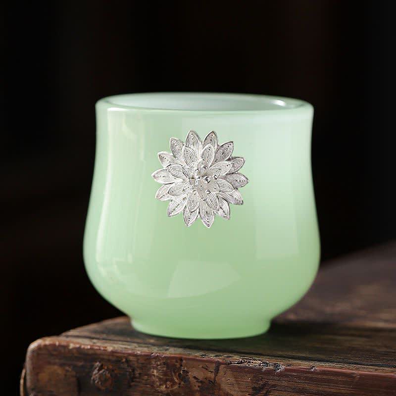 Lotus Dragon Phoenix Ceramic Tea Cup 75ml Zen Decor