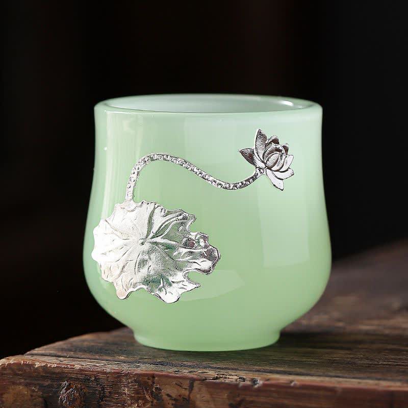 Lotus Dragon Phoenix Ceramic Tea Cup 75ml Zen Decor