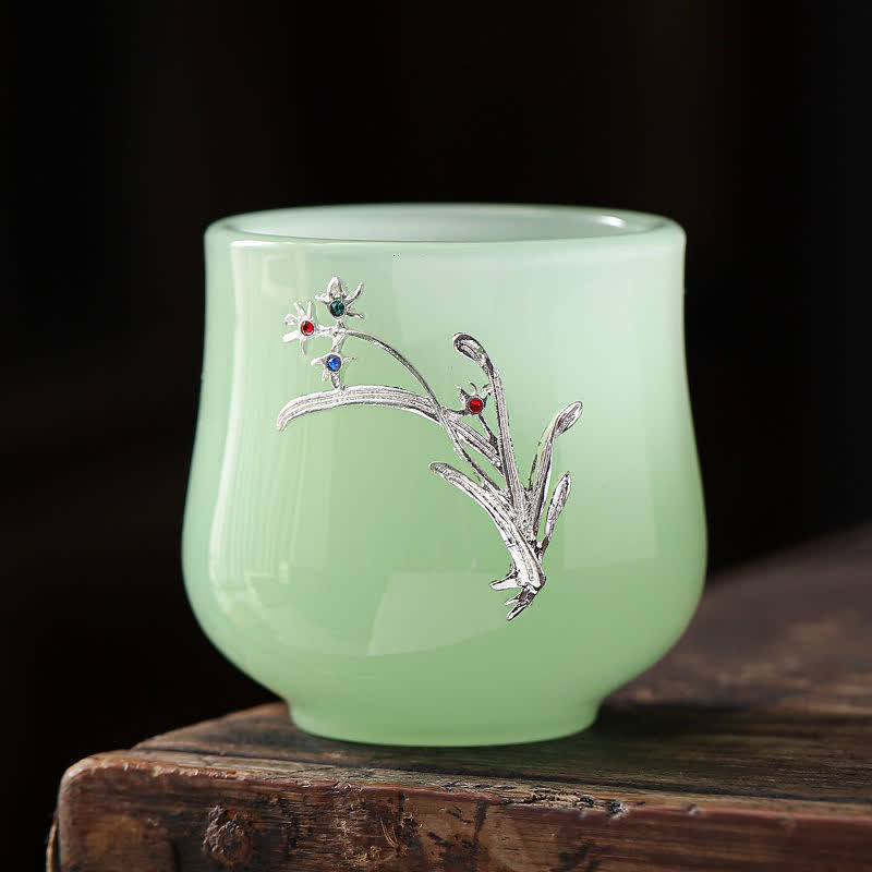 Lotus Dragon Phoenix Ceramic Tea Cup 75ml Zen Decor