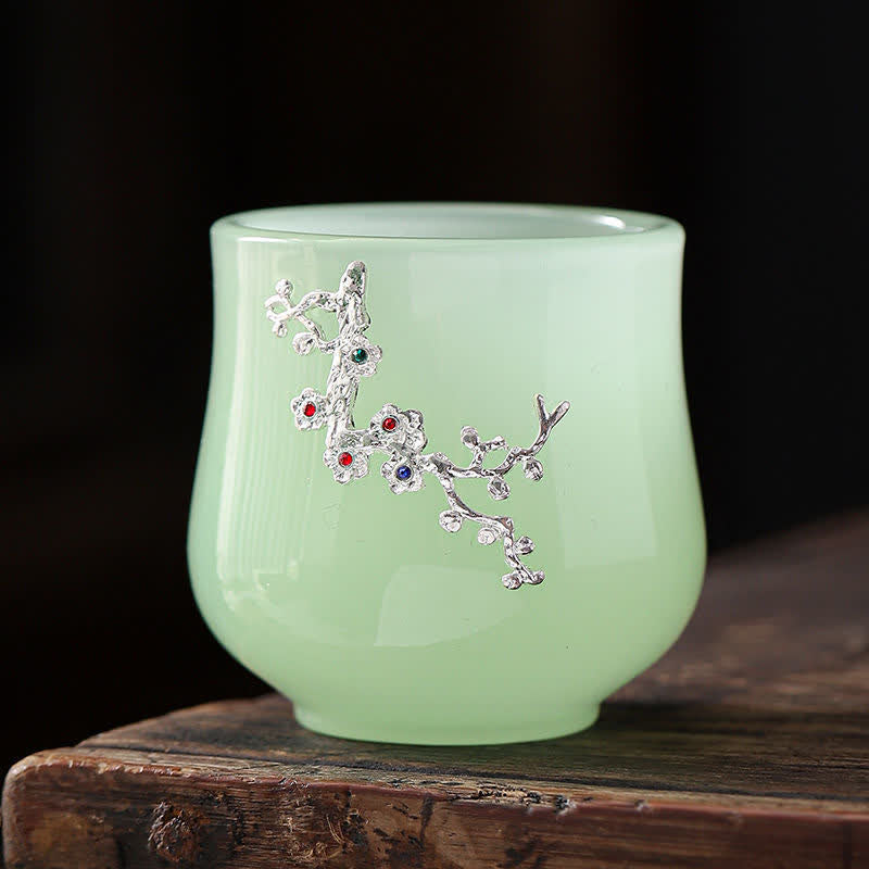 Lotus Dragon Phoenix Ceramic Tea Cup 75ml Zen Decor