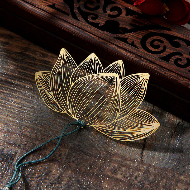 Lotus Flower Brass Hollow Bookmark | New Beginnings