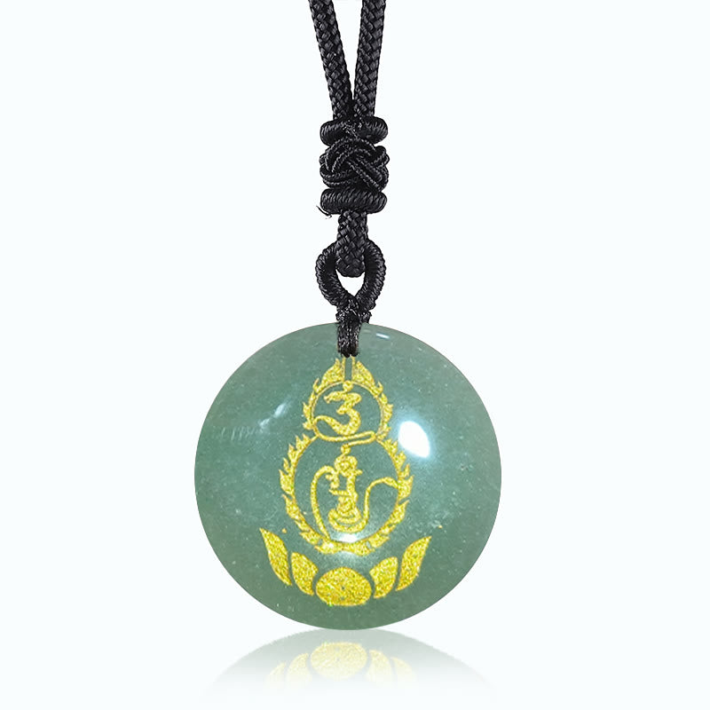 Lotus Pendant with Vajra Mantra in Black Obsidian for Protection
