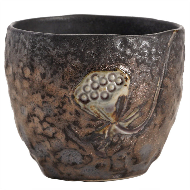Lotus Pod Leaf Flower Ceramic Kung Fu Tea Cup 110ml