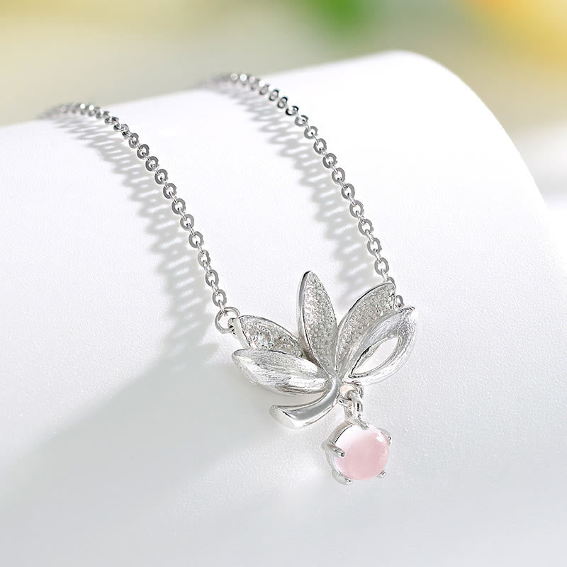 Lotus & Rose Quartz Necklace for Protection