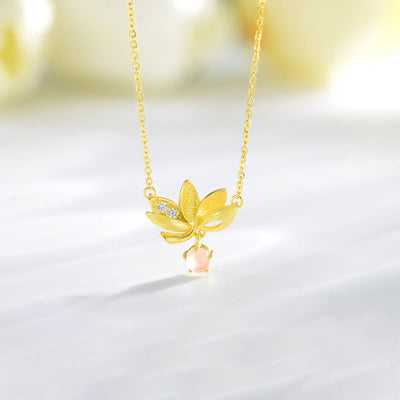 Lotus & Rose Quartz Necklace for Protection