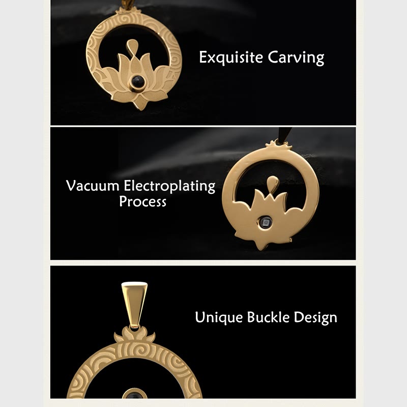 Lotus Titanium Steel Necklace with Shurangama Mantra Projection