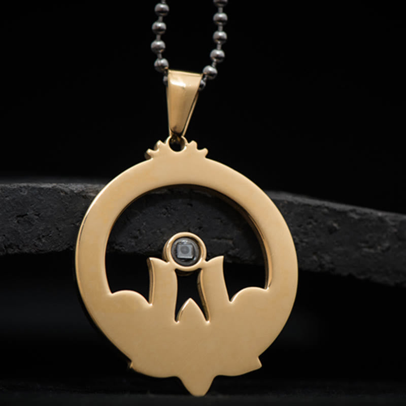 Lotus Titanium Steel Necklace with Shurangama Mantra Projection
