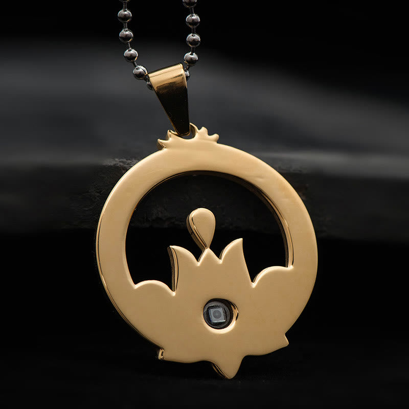 Lotus Titanium Steel Necklace with Shurangama Mantra Projection