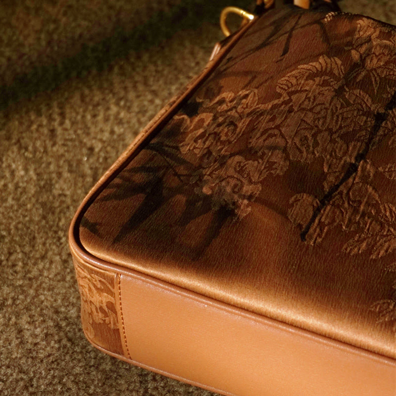 Lush Bamboo Handle Xiangyunsha Silk Crossbody Bag