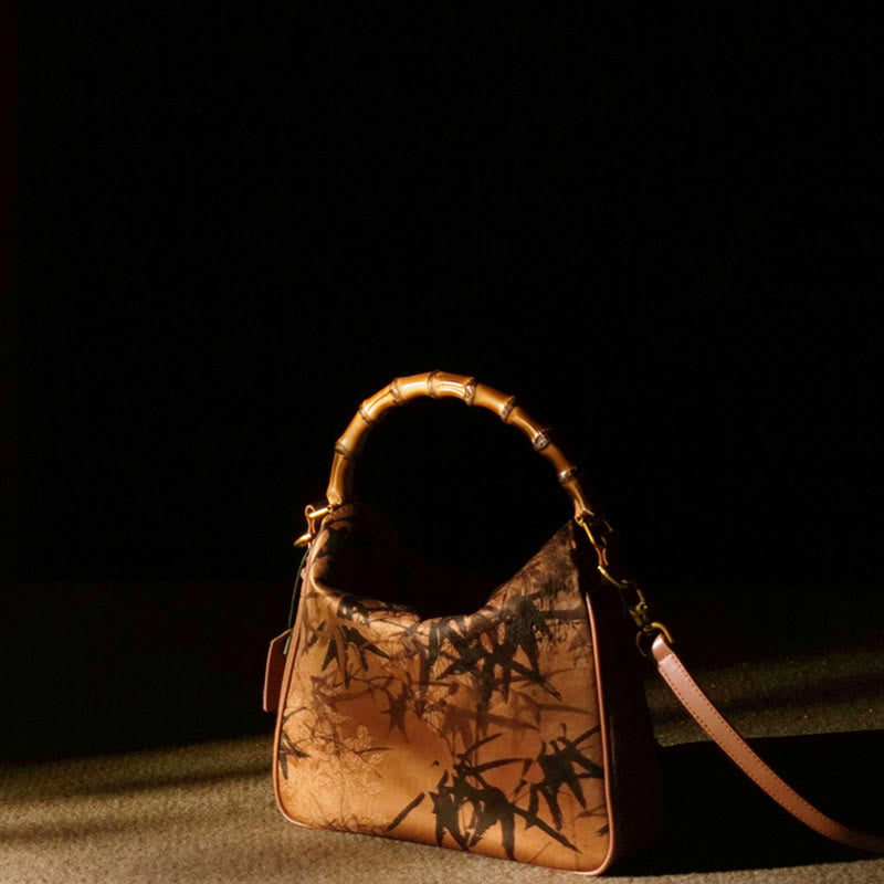 Lush Bamboo Handle Xiangyunsha Silk Crossbody Bag