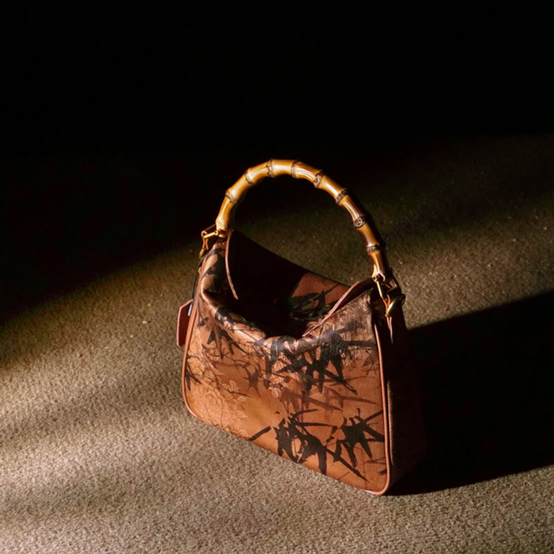 Lush Bamboo Handle Xiangyunsha Silk Crossbody Bag