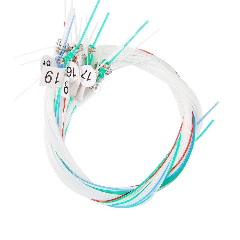 Circular fiber optic cable bundle with numbered connectors for Lyre Harp Nylon Strings