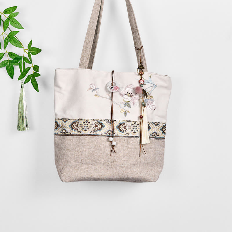 Magnolia Embroidery Canvas Polyester Yoga Bag | Durable & Stylish