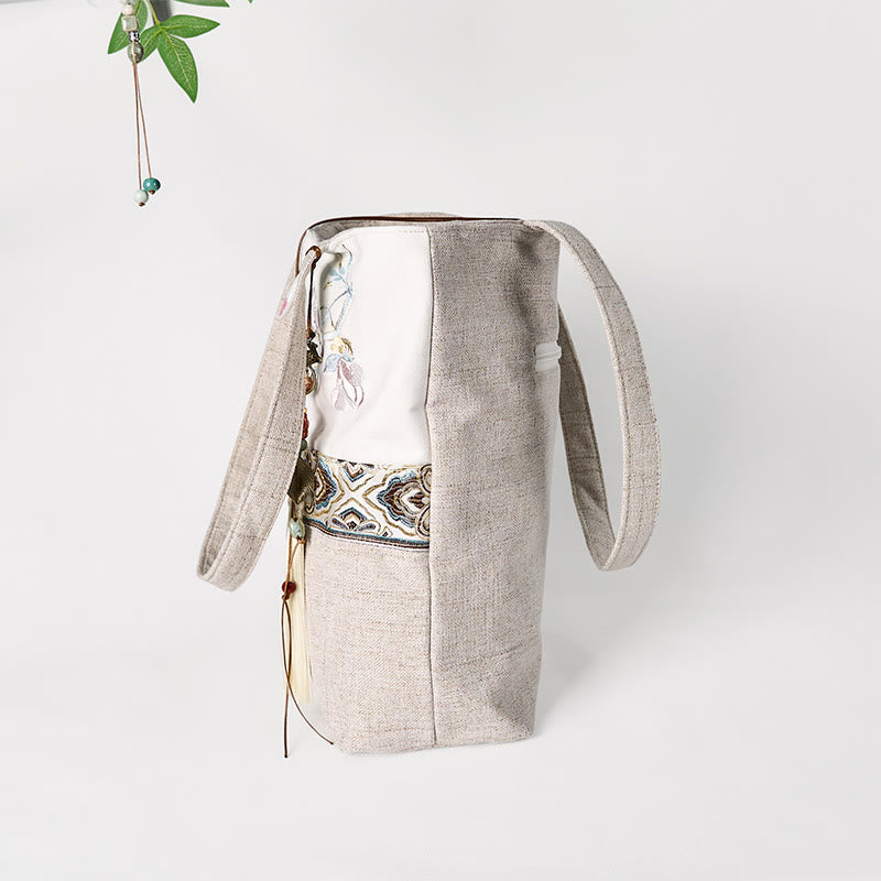 Magnolia Embroidery Canvas Polyester Yoga Bag | Durable & Stylish