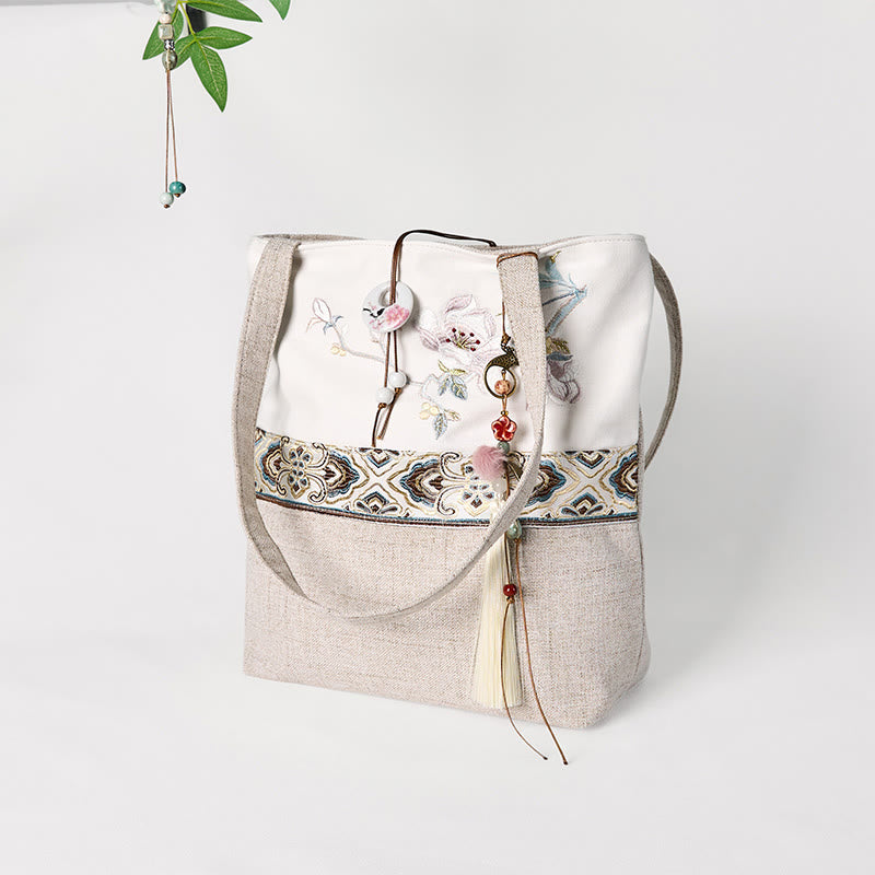 Magnolia Embroidery Canvas Polyester Yoga Bag | Durable & Stylish