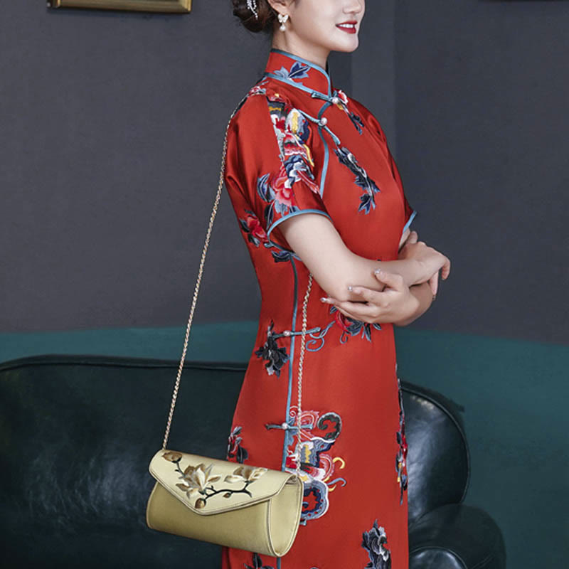 Magnolia Su Embroidered Medium Bag for Spiritual Elegance