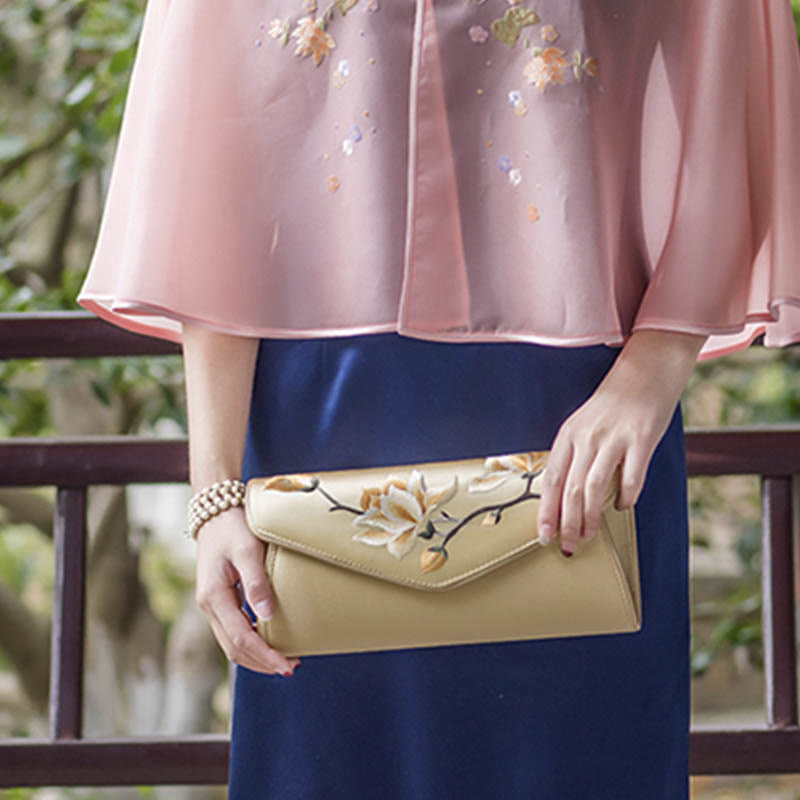 Magnolia Su Embroidered Medium Bag for Spiritual Elegance