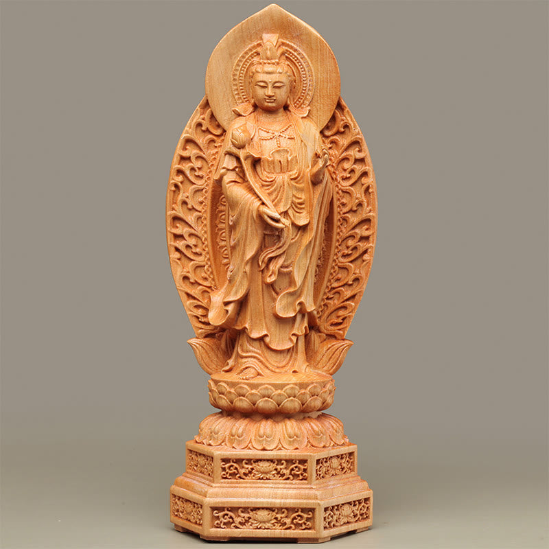 Mahasthamaprapta Bodhisattva Thuja Wood Optimistic Buddha Statue
