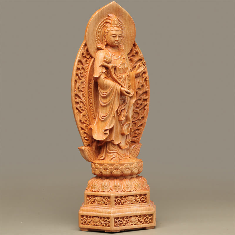 Mahasthamaprapta Bodhisattva Thuja Wood Optimistic Buddha Statue