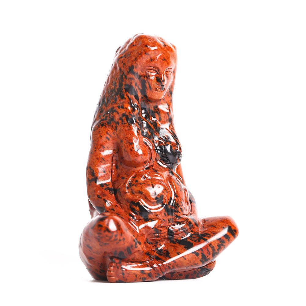 Mahogany Earth Mother Goddess Crystal Carving Statue 3.12"