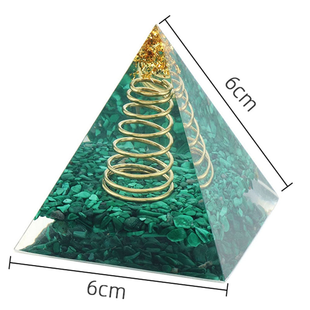 Malachite Spring Orgonite Pyramid for Harmony