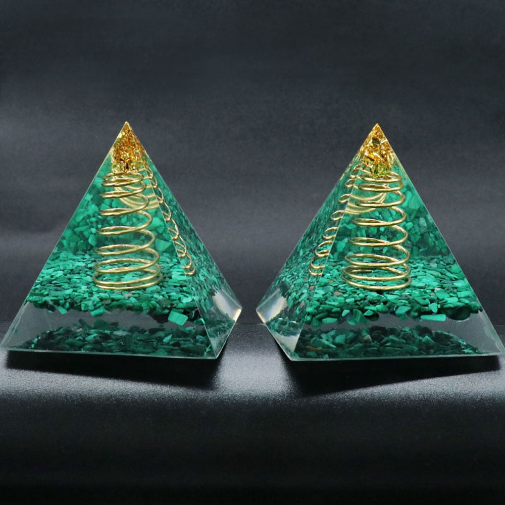 Malachite Spring Orgonite Pyramid for Harmony