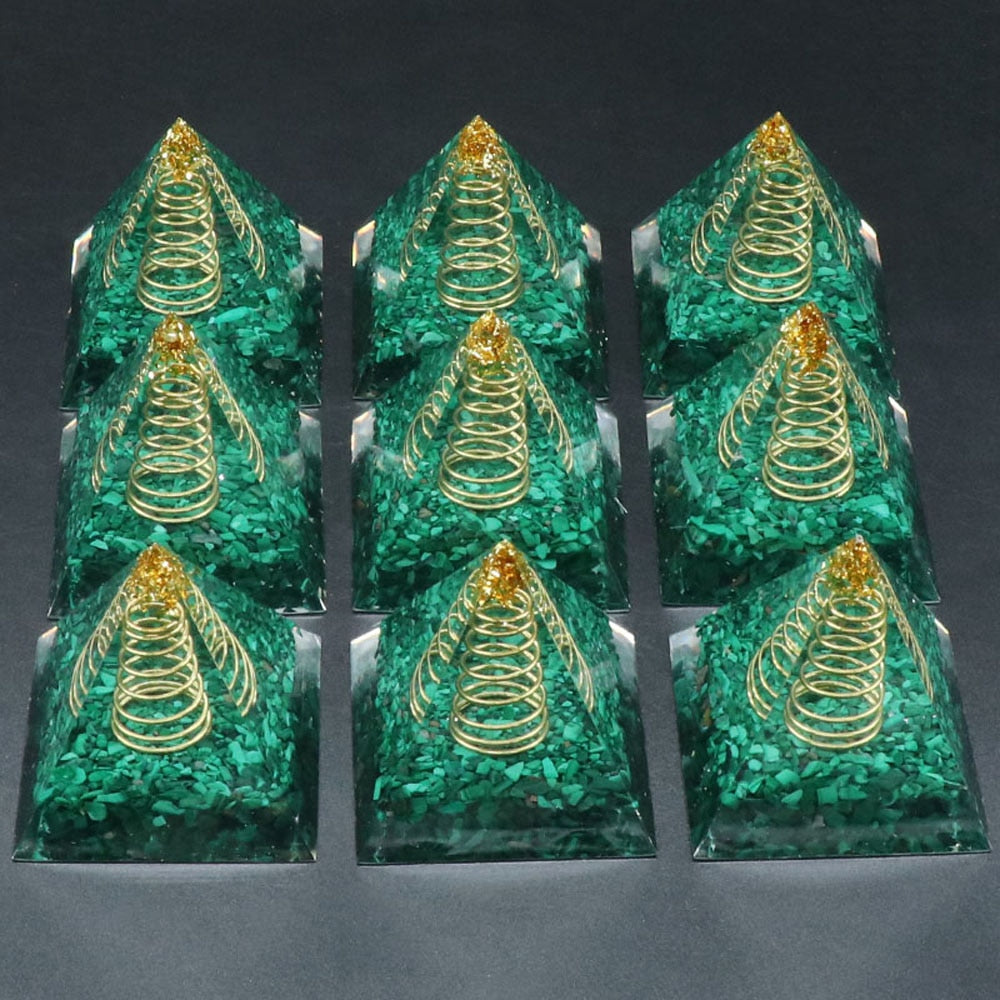 Malachite Spring Orgonite Pyramid for Harmony
