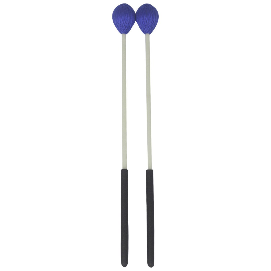 Pair of Maple Handle Mallets with Blue Heads and Black Rubber Grips for Gong Instruments