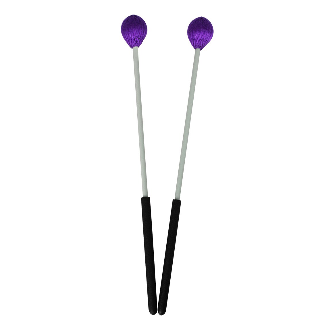 Two percussion mallets with purple felt heads for Gong instruments with maple handles