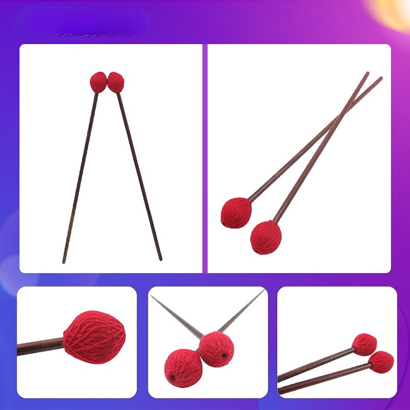 Red-tipped percussion mallets with wooden handles for Maple Handle Gong Instruments