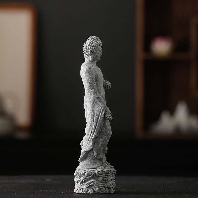 Meditation Buddha Statue Sandstone 6x6x20cm for Serenity Home