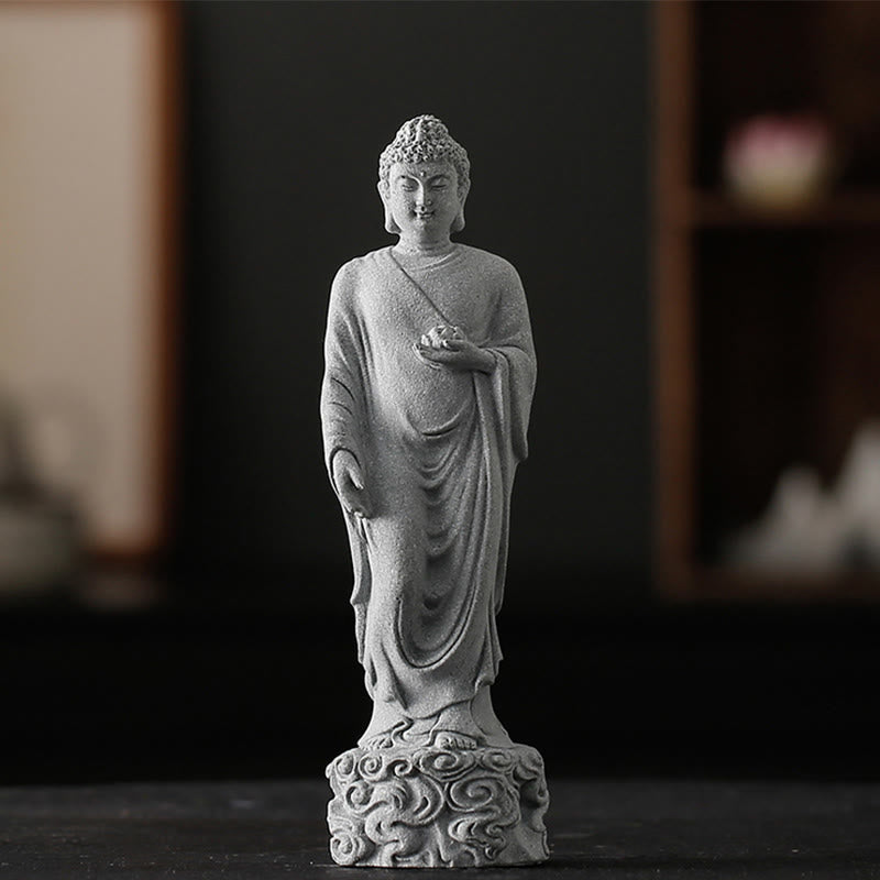 Meditation Buddha Statue Sandstone 6x6x20cm for Serenity Home