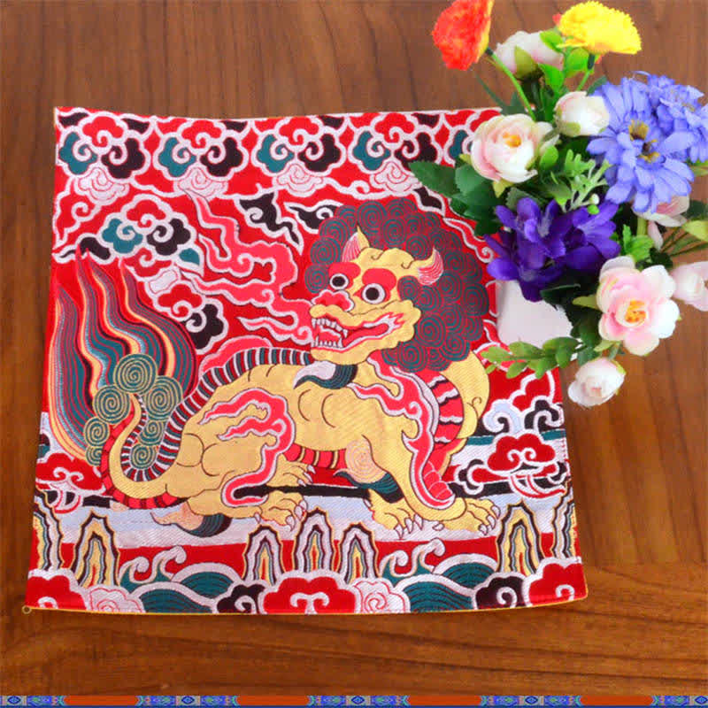 Meditation Prayer Altar Mat with Fengshui Kirin Symbol