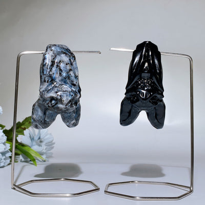 Medium Crystal Bat Carving With Stand Natural Gemstone Display