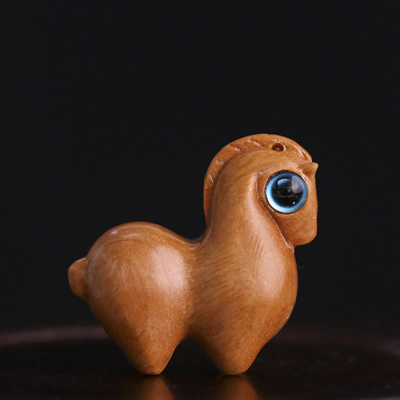 Medium Small Leaf Red Sandalwood Lucky Mini Horse Protection Figurine