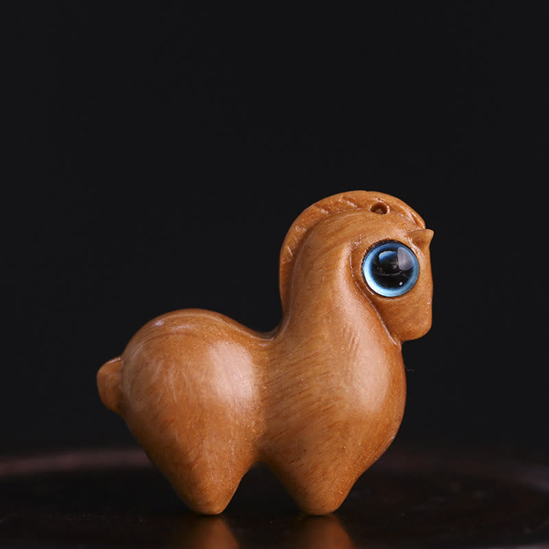 Medium Small Leaf Red Sandalwood Lucky Mini Horse Protection Figurine