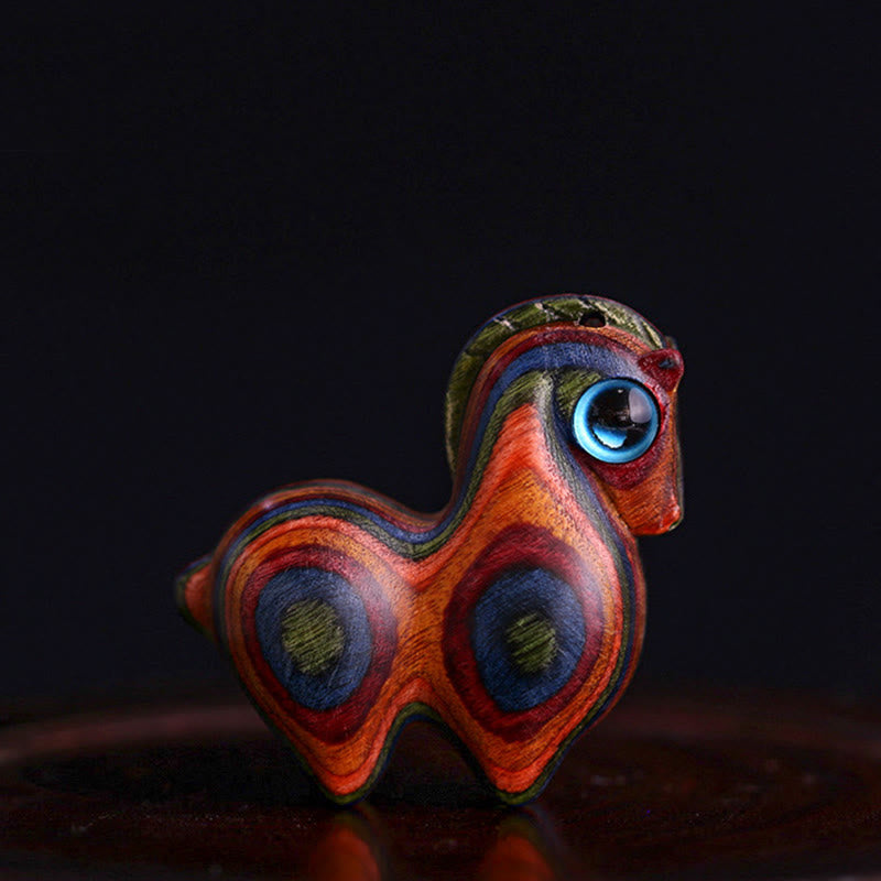 Medium Small Leaf Red Sandalwood Lucky Mini Horse Protection Figurine