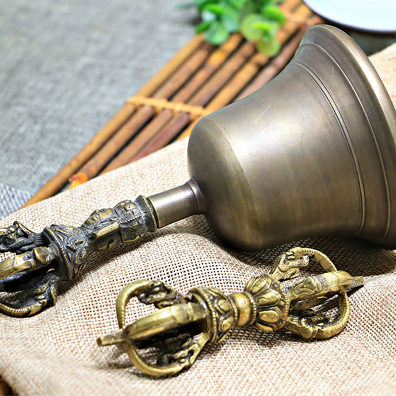 Medium Tibetan Bell and Vajra Dorje Copper Meditation Set