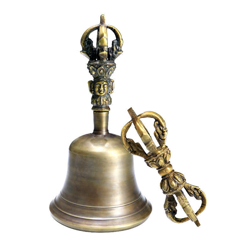 Medium Tibetan Bell and Vajra Dorje Copper Meditation Set