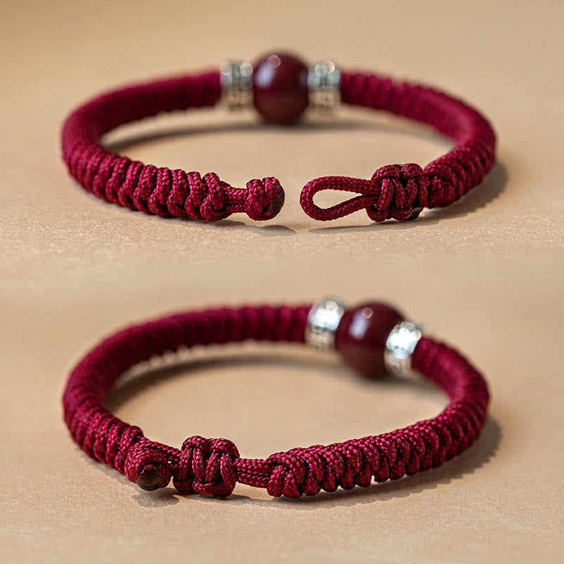 Men's Cinnabar Bracelet 12mm Beads | Sterling Silver Calm