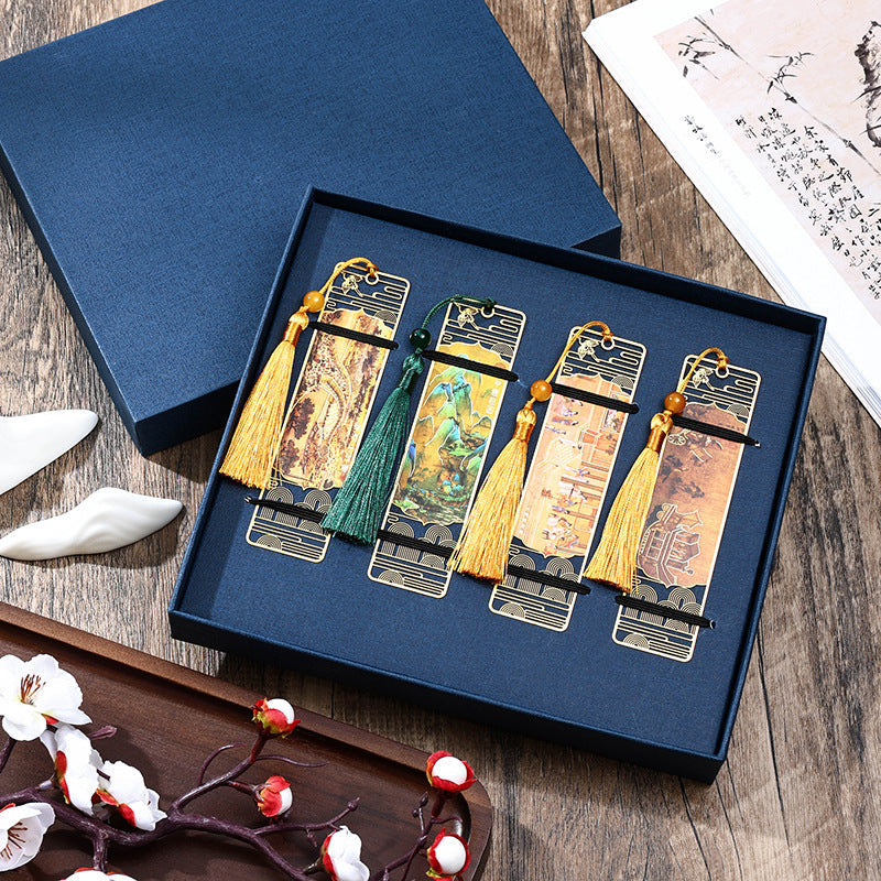 Metal Bookmark Panorama of Rivers and Mountains with Tassel