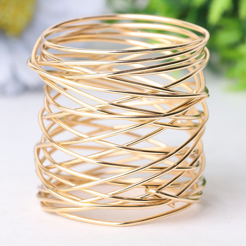Metal Coil Crystal Holder 1.5" Diameter | Gold Silver Decor